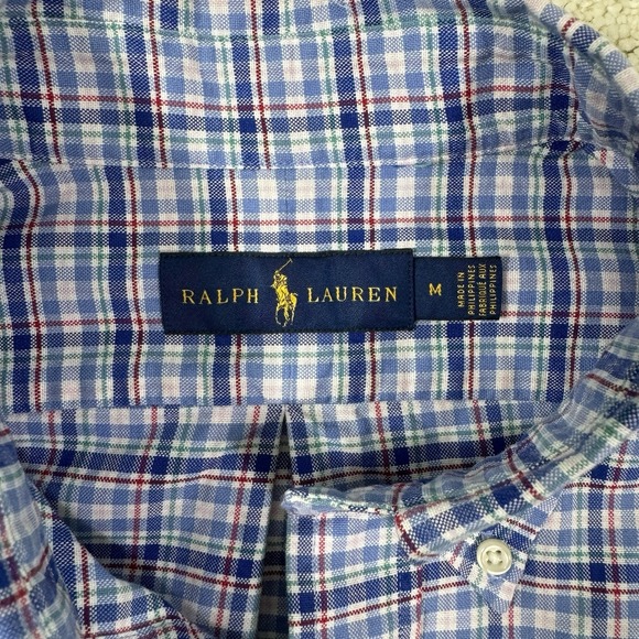 Ralph Lauren Men's M Multicolor Flesh Pony Plaid Long Sleeve Button Down Shirt‎ - Picture 4 of 8